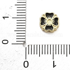 Оправы для цветочных бусин из латуни с эмалью и стразами KK-H527-10G-01