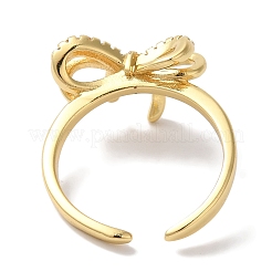 Открытые манжеты из латуни с бантом и микро-паве с прозрачным цирконием для женщин&nbsp;LS-RJEW-C098-07G