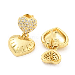 Orecchini pendenti a forma di cuore in ottone placcato a cremagliera&nbsp;EJEW-A028-17G