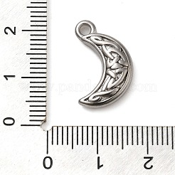 304ステンレスペンダント  結び目のある月チャーム  ステンレス鋼色  19x11.5x4mm  穴：1.8mm&nbsp;STAS-M070-19P