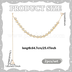 2 шт. цепочка для бюстгальтера из сплава с цветочным узором и стразами и цепочка Фигаро из латуни с нескользящими бретельками&nbsp;HJEW-GA00057