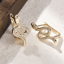 Серьги-кольца из латуни с прозрачным фианитом EJEW-Q014-36G