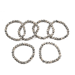 Круглые браслеты из бисера из натуральной далматинской яшмы&nbsp;BJEW-G073-16