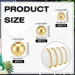 240 шт. 3 стиля латунные сплошные бусины KK-ME0002-70