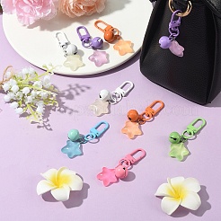 12 шт. 6-х цветные подвесные украшения в виде звезд из смолы&nbsp;HJEW-YW00236