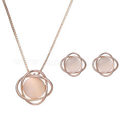 Ожерелья с подвесками и серьги-гвоздики с кошачьим глазом FS-WGE9B02-02