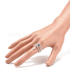 3 Stück 3 Stil natürliche weiße Jade & synthetischer Hämatit Perlen Stretchringe Set mit Halbmond-Anhänger&nbsp;RJEW-JR00469-04