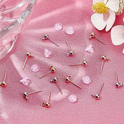 40 шт. 2-х стильный латунный шариковый гвоздик для серьги KK-BBC0003-73