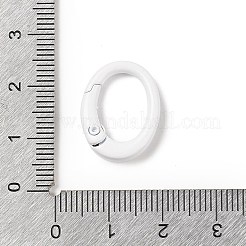 スプレー塗装された合金スプリングゲートリング  オーバル  ホワイト  19.5x15x4.5mm&nbsp;AJEW-C035-01D