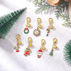 7 шт. подвесные украшения из эмалевого сплава на рождественскую тематику HJEW-MZ00328