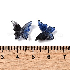 ガラスビーズ  蝶  ツートン  ブラック  12x13.5x3.5mm  穴：1.2mm&nbsp;LS-GLAA-D303-06E