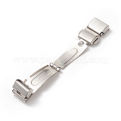 変色防止長方形201ステンレススチール時計バンド留め金  ステンレス鋼色  42x15x6mm  穴：2x12mm&nbsp;STAS-F067-14