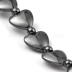 Collane con perline di ematite sintetica non magnetica a cuore per donna uomo&nbsp;NJEW-E097-08