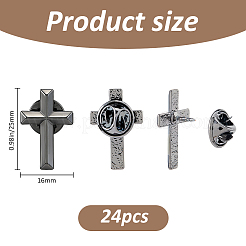 24 Stück Kreuz-Anstecknadeln aus Legierung für Rucksackkleidung&nbsp;JEWB-FH0002-99B