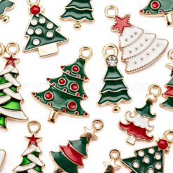 56個7スタイルライトゴールドアロイエナメルペンダント  クリスマステーマ  クリスマスツリー  ミックスカラー  8個/スタイル&nbsp;ENAM-LS0001-57