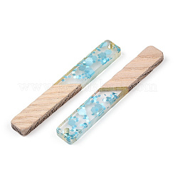 Большие подвески из прозрачной смолы и белого дерева RESI-N039-47