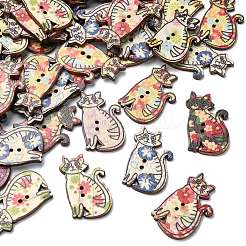 Boutons en bois forme chat 2 trou&nbsp;BUTT-CJC0002-01