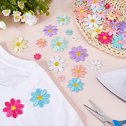 64 шт. 2 комплекта полиэстеровых заплаток с компьютерной вышивкой в виде цветка ромашки&nbsp;PATC-FH0001-32