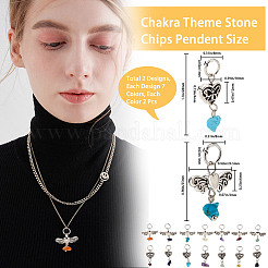 4 Sets 2 Stile Chakra natürliche & synthetische gemischte Steinsplitter Legierung Anhänger&nbsp;FIND-CN0001-40