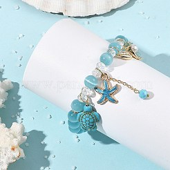 Sommerliche Stretch-Armbänder mit Katzenaugenmuster und runden Perlen&nbsp;BJEW-TA00750