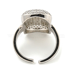 Manschettenringe aus echtem platiniertem Messing mit Mikropflaster und klarem Zirkonia&nbsp;RJEW-L113-017P-04