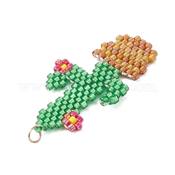 Подвески в виде кактусов из стеклянных бус&nbsp;PALLOY-MZ00898-03