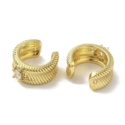 Orecchini a polsino ad anello ondulato con pavé di ottone placcato a cremagliera da donna&nbsp;EJEW-P280-09G