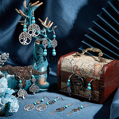 Наборы для самостоятельного изготовления длинных висячих сережек «Дерево жизни» DIY-SC0019-67