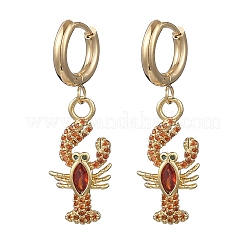Boucles d'oreilles créoles pendantes en laiton serties de micro-pavés de zirconiums cubiques&nbsp;EJEW-JE07171