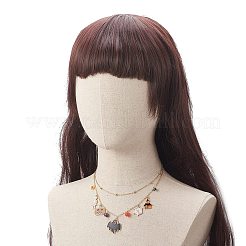 Collana a doppio strato con catene satellitari in ottone&nbsp;NJEW-TA00073
