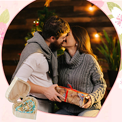 3 шт. деревянные коробки для хранения колец на тему Дня святого Валентина CON-DC0001-16