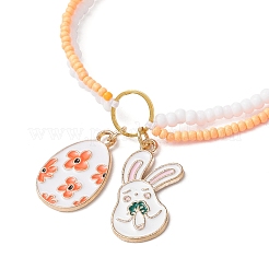 Пасхальные стеклянные бусины плетеные браслеты из бисера BJEW-MZ00150-06