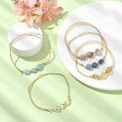 Браслеты на ногу из смешанных натуральных бусин: амазонита AJEW-AN00557