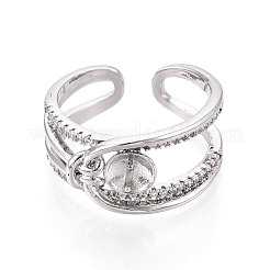 Оправы для колец-манжет из латуни с микропаве из прозрачного кубического циркония KK-T076-56P