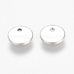 変色しにくい304ステンレススチール製刻印入りブランクタグチャーム  フラットラウンド  ステンレス鋼色  7x1mm  穴：1mm&nbsp;STAS-K149-03A