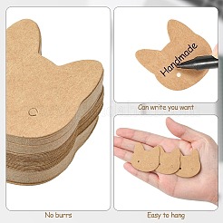 50 pezzo di carte per orecchini in carta kraft a forma di gatto&nbsp;CDIS-CJ0001-02