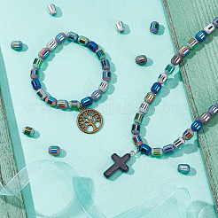 7 нити 7-х цветные непрозрачные гальванизированные стеклянные бусины нити&nbsp;EGLA-PH0001-25