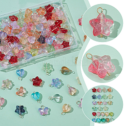 120 шт. 3 стиля градиентных цветов краска для выпечки прозрачное стекло звезда & сердце & бабочка соединительные подвески&nbsp;PALLOY-AR00029