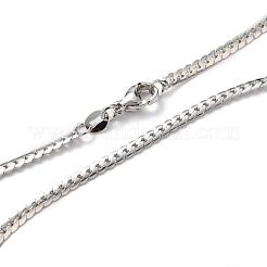 真鍮製カーブチェーンネックレス  カニカン付き  長持ちメッキ  プラチナメッキ  18.50インチ（47cm）  3mm&nbsp;NJEW-I247-01P