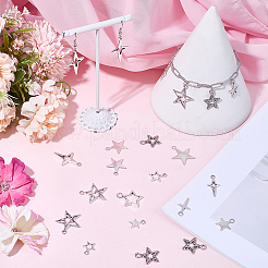 120pcs12スタイルチベットスタイルアロイペンダント  スターのチャーム  アンティークシルバー  12~27.5x9.5~20.5x1~2mm  穴：1.5~3mm  10個/スタイル&nbsp;FIND-BM0001-48