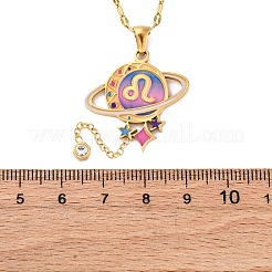 304 Edelstahl Hot Pearl Emaille Konstellation Planet Anhänger Halsketten&nbsp;NJEW-D310-01G-G