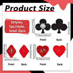 3 шт. 3 стиля смоляные нашивки со стразами для вышивки нитками с термофиксацией/пришивания&nbsp;PATC-FG0003-33