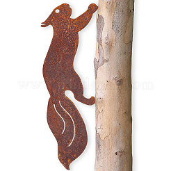 Eisen rostig Eichhörnchen laufen Silhouette Schraube Plug-in Garten Anhänger&nbsp;AJEW-WH20002-40