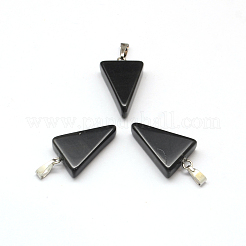 Triangle naturel pendentifs en pierre noire&nbsp;G-Q356-07