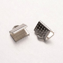 変色しにくい316サージカルステンレスリボンクリンプエンド  ステンレス鋼色  8x6mm  穴：1x3mm&nbsp;STAS-K101-01P