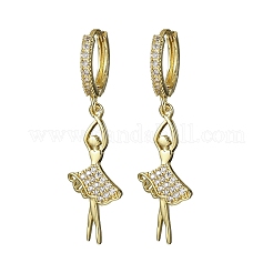 Латунные серьги-кольца из прозрачного кубического циркония EJEW-F362-15G