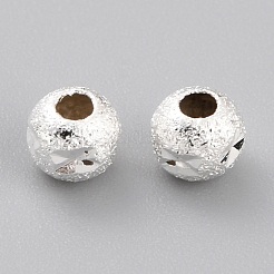 真鍮製スペーサービーズ  カドミウムフリー＆鉛フリー  長持ちメッキ  ラウンド  925銀メッキ  4x3.5mm  穴：1.5mm&nbsp;X-KK-O133-205-S