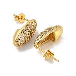 Серьги-гвоздики овальной формы с прозрачными циркониями EJEW-N054-45G