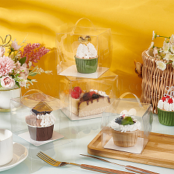 Faltbare transparente Kunststoff-Einzelkuchen-Geschenkverpackungsbox&nbsp;CON-WH0084-42A