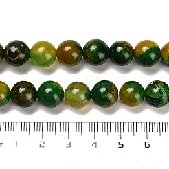 天然石瑪瑙ビーズ連売り  ラウンド  染め＆加熱  シーグリーン  10~10.5mm  穴：1.4mm  約38個/連  15.08~15.20''（38.3~38.6センチメートル）&nbsp;G-B079-A04-03D